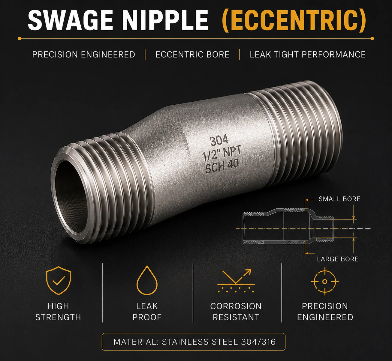 Swage Nipple (Eccentric)